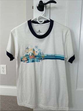 Disneyland White Ringer Tee with Navy Accents
